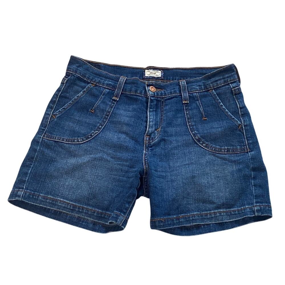Levi's 515 Denim Shorts Women's Size 6 Mid Rise Dark Wash Stretch Jorts Y2K